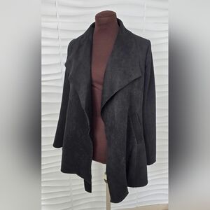 Magaschoni Black Draped Open-Front Trench Coat